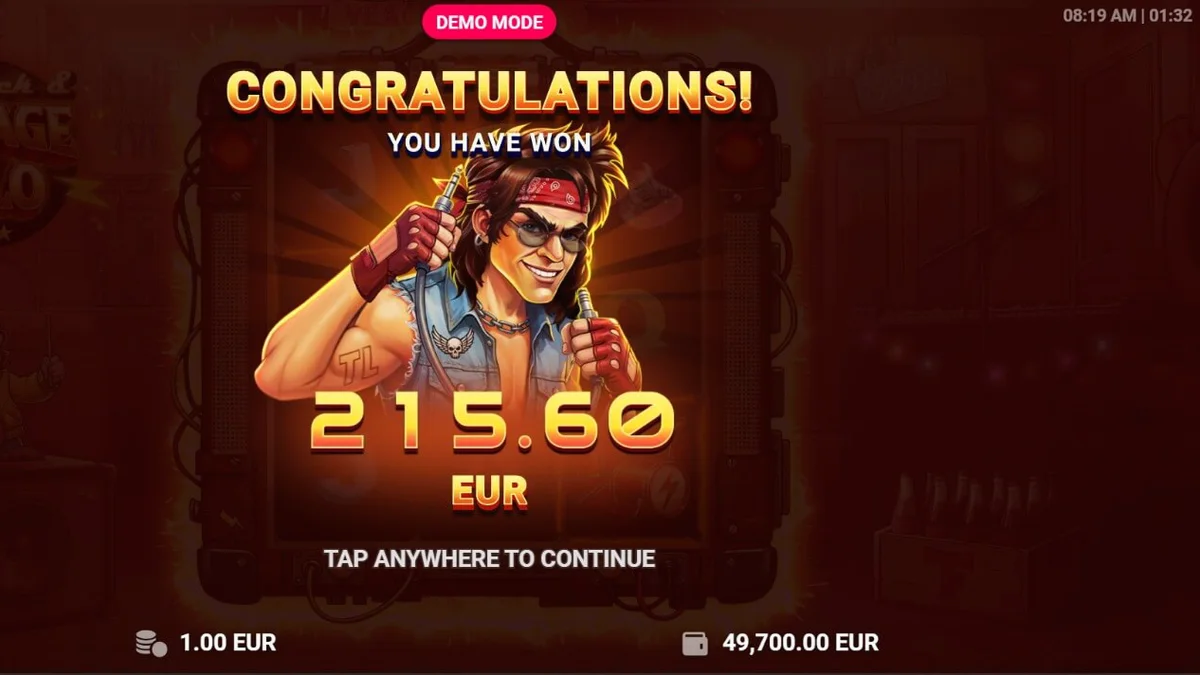Dr. Rock & Garage Solo slot game interface with rock music theme