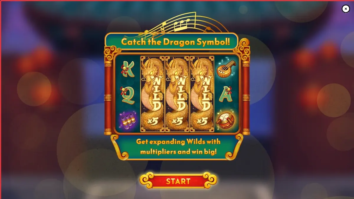 Pemandangan lembah Tiongkok kuno dengan naga emas dalam slot Song for Dragon